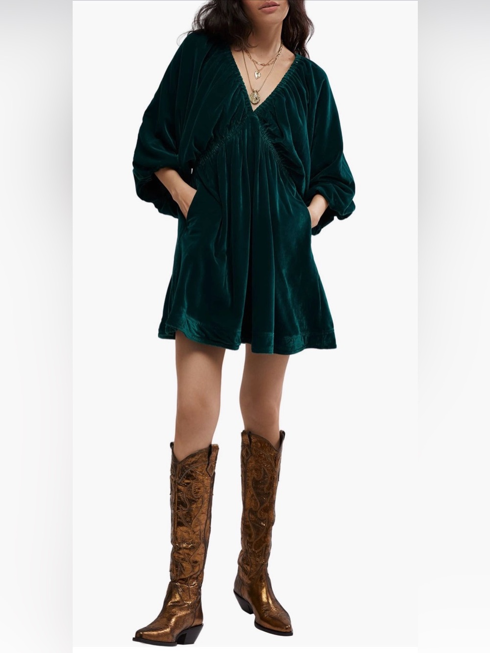 Free People Portia Velvet Babydoll Minidress